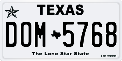 TX license plate DOM5768
