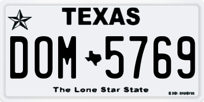 TX license plate DOM5769