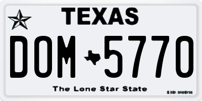 TX license plate DOM5770