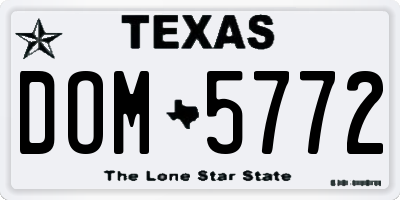 TX license plate DOM5772