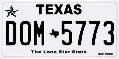 TX license plate DOM5773