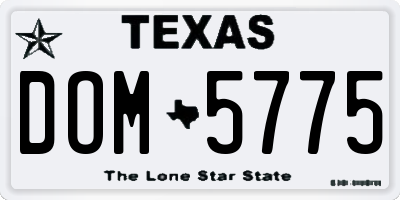TX license plate DOM5775