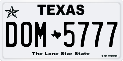 TX license plate DOM5777
