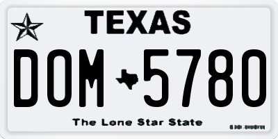 TX license plate DOM5780