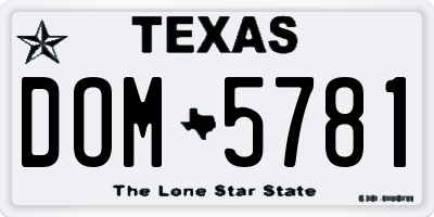 TX license plate DOM5781