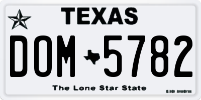 TX license plate DOM5782