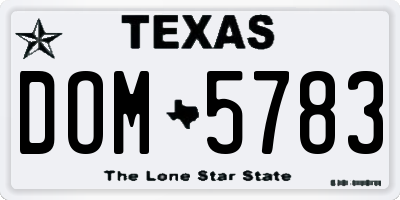 TX license plate DOM5783