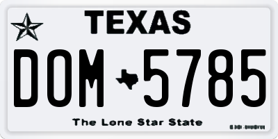 TX license plate DOM5785