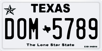 TX license plate DOM5789