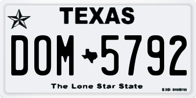 TX license plate DOM5792