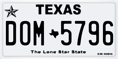 TX license plate DOM5796