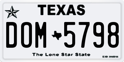 TX license plate DOM5798