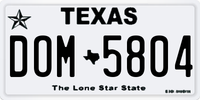 TX license plate DOM5804