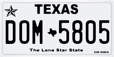 TX license plate DOM5805