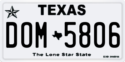 TX license plate DOM5806