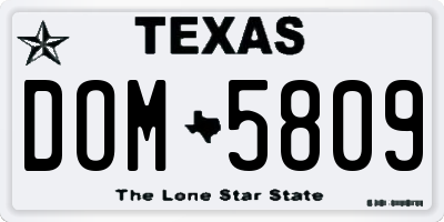 TX license plate DOM5809