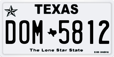 TX license plate DOM5812