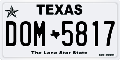TX license plate DOM5817