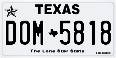 TX license plate DOM5818