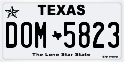 TX license plate DOM5823