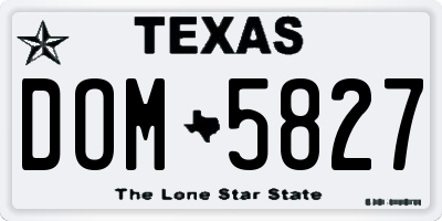 TX license plate DOM5827