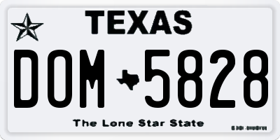 TX license plate DOM5828