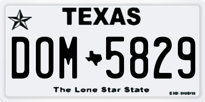 TX license plate DOM5829