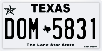 TX license plate DOM5831