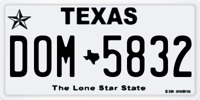 TX license plate DOM5832