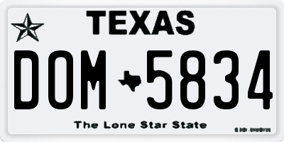 TX license plate DOM5834