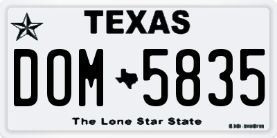 TX license plate DOM5835