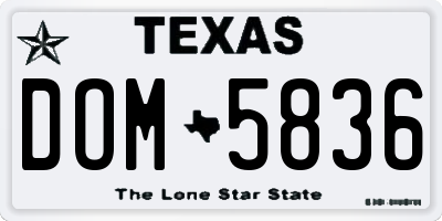 TX license plate DOM5836