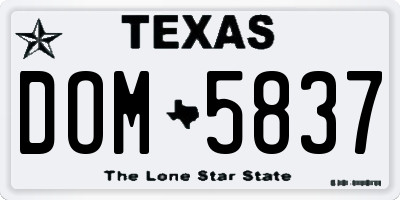 TX license plate DOM5837
