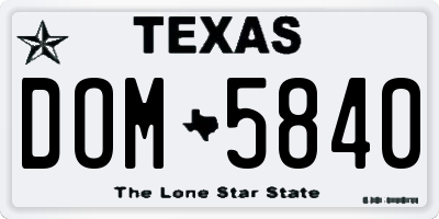 TX license plate DOM5840