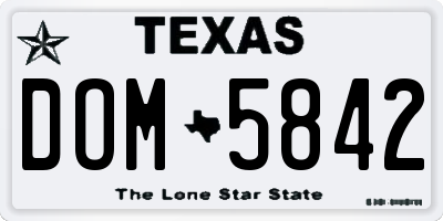 TX license plate DOM5842