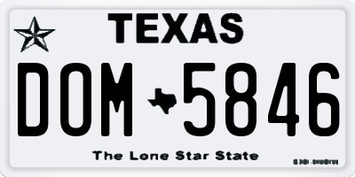 TX license plate DOM5846