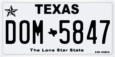 TX license plate DOM5847