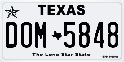 TX license plate DOM5848