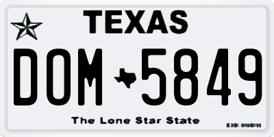 TX license plate DOM5849