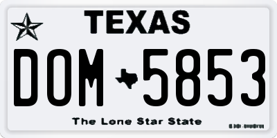 TX license plate DOM5853