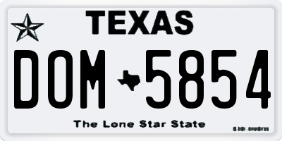 TX license plate DOM5854