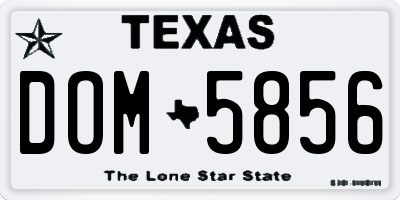 TX license plate DOM5856
