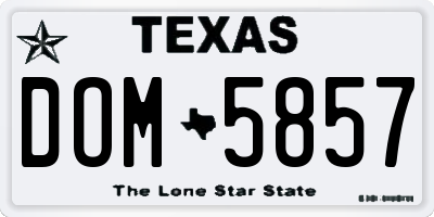 TX license plate DOM5857