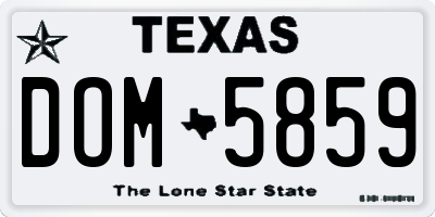 TX license plate DOM5859