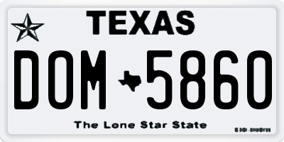 TX license plate DOM5860