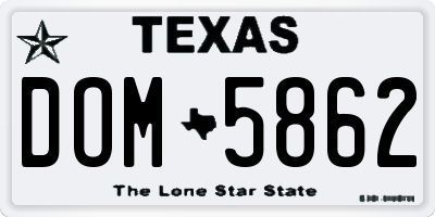 TX license plate DOM5862