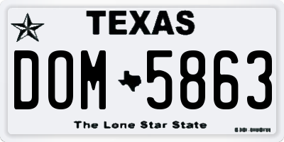 TX license plate DOM5863