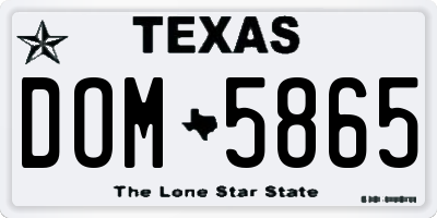 TX license plate DOM5865
