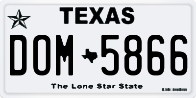 TX license plate DOM5866