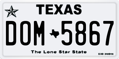 TX license plate DOM5867